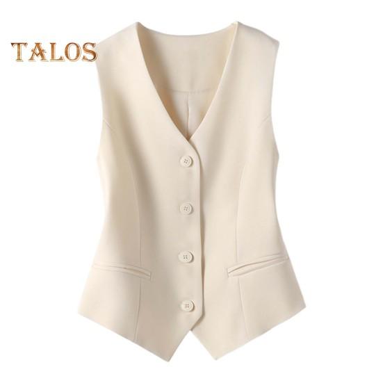 

Женский жилет без рукавов, однобортный, в западном стиле, приталенный кардиган, костюм, пальто, чистый цвет, с V-образным вырезом, формальный деловой стиль, женский жилет M бежевый