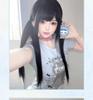 Long Black Straight Lolita JK Double Ponytail Wig for Women