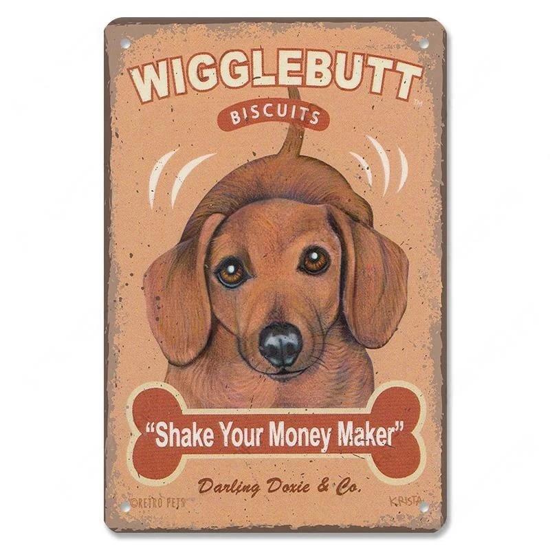 Pôster Vintage Cachorros Fofos de Estimação Placas de Metal de Estanho Dachshund Bulldog Placa de Metal Para Jardim Cafeteria Cozinha Decoração de Arte de Parede para Casa