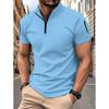 Men's Summer Casual Stand Up Collar Solid Color Short Sleeved Polo Shirt