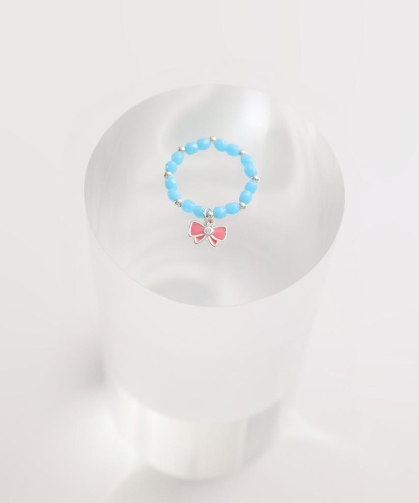 Bonbeau Silver Pink Ribbon Silverball Beads Ring 925 Silver Pink Ribbon Silver Ball Banding Czech Bead Ring (Type A)