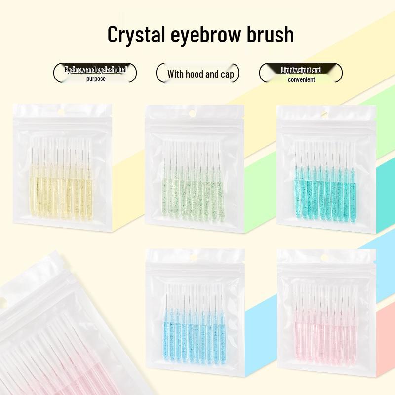 Crystal Rod Interdental Brushes 10pcs - Portable Disposable Straight Brushes for Teeth & Eyebrows