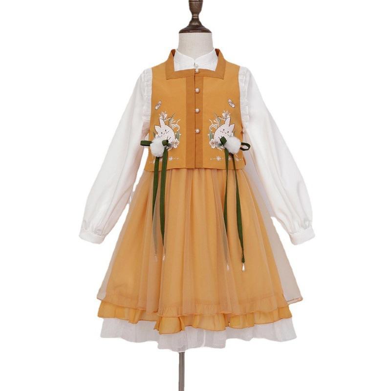 Hanfu-Mädchen im chinesischen Stil, Stoff-Sommerkleid, antiker Tang-Anzug, Super-Fee-Kostüm, kleines Mädchen, Meerjungfrau, Prinzessinnenrock, Unterwäsche