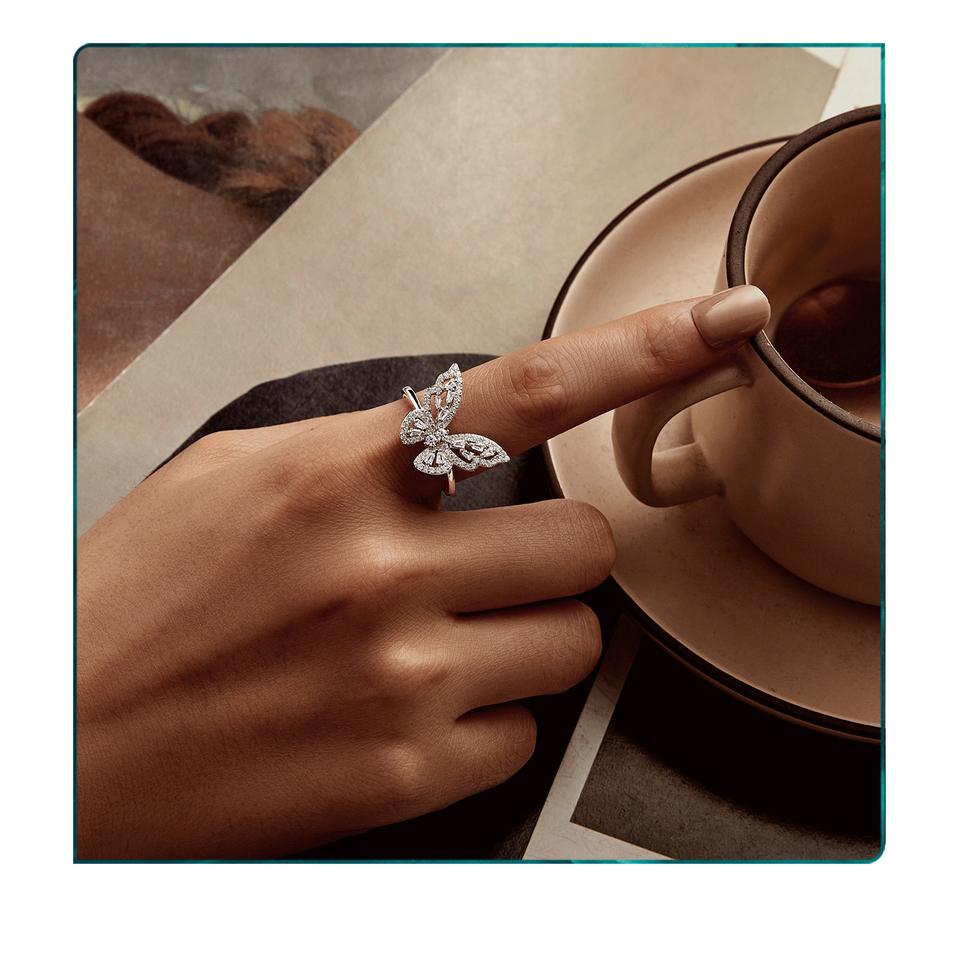 WOSTU 925 Sterling Silver Butterfly Ring Shining Ring Cubic ZirconiaAnniversary Gifts for Women Girl Fine Jewelry