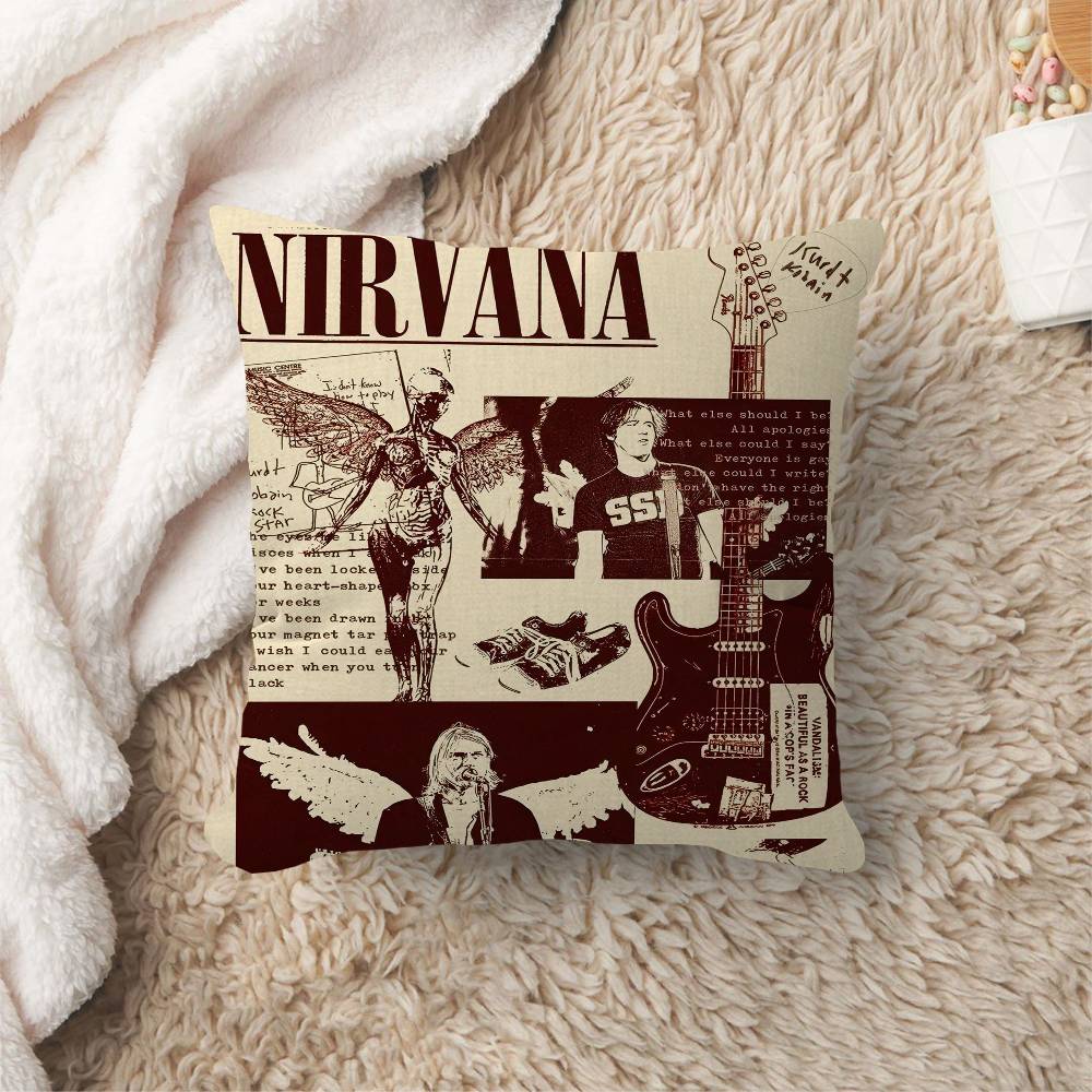 ANNirvanaRock Band Pillow Cover for Bedroom Room and Living Room Sofa Decorative Cushion Cover