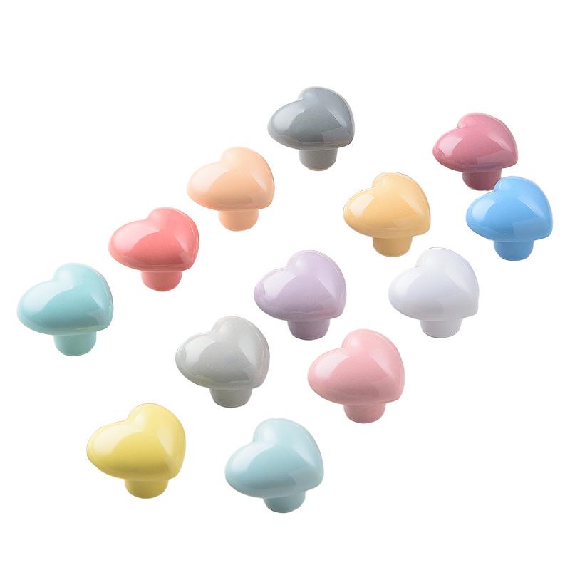 Spot Love Ceramic Children's Wardrobe Handle - Cartoon Cabinet & Drawer Adhesive Hook