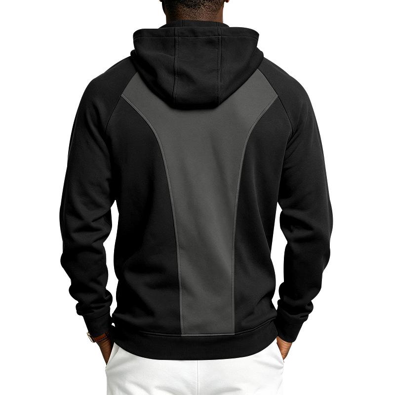 Men's Quarter Zip Hoodie Fleece Hooded Sweatshirts Kangaroo Pocket Pullover Hooded Sweatshirt Autumn Winter Casual Loose Outerwear