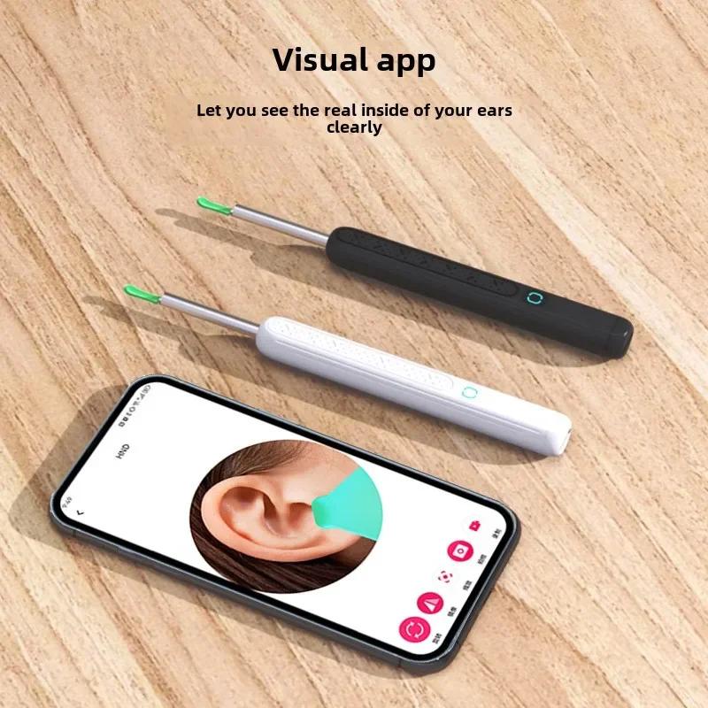 Smart Visual Ear Cleaner with Camera 1296P Ear Sticks USB C Charging Ear Wax Removal Tool WIFI Connection 6 LED Lights Earpick