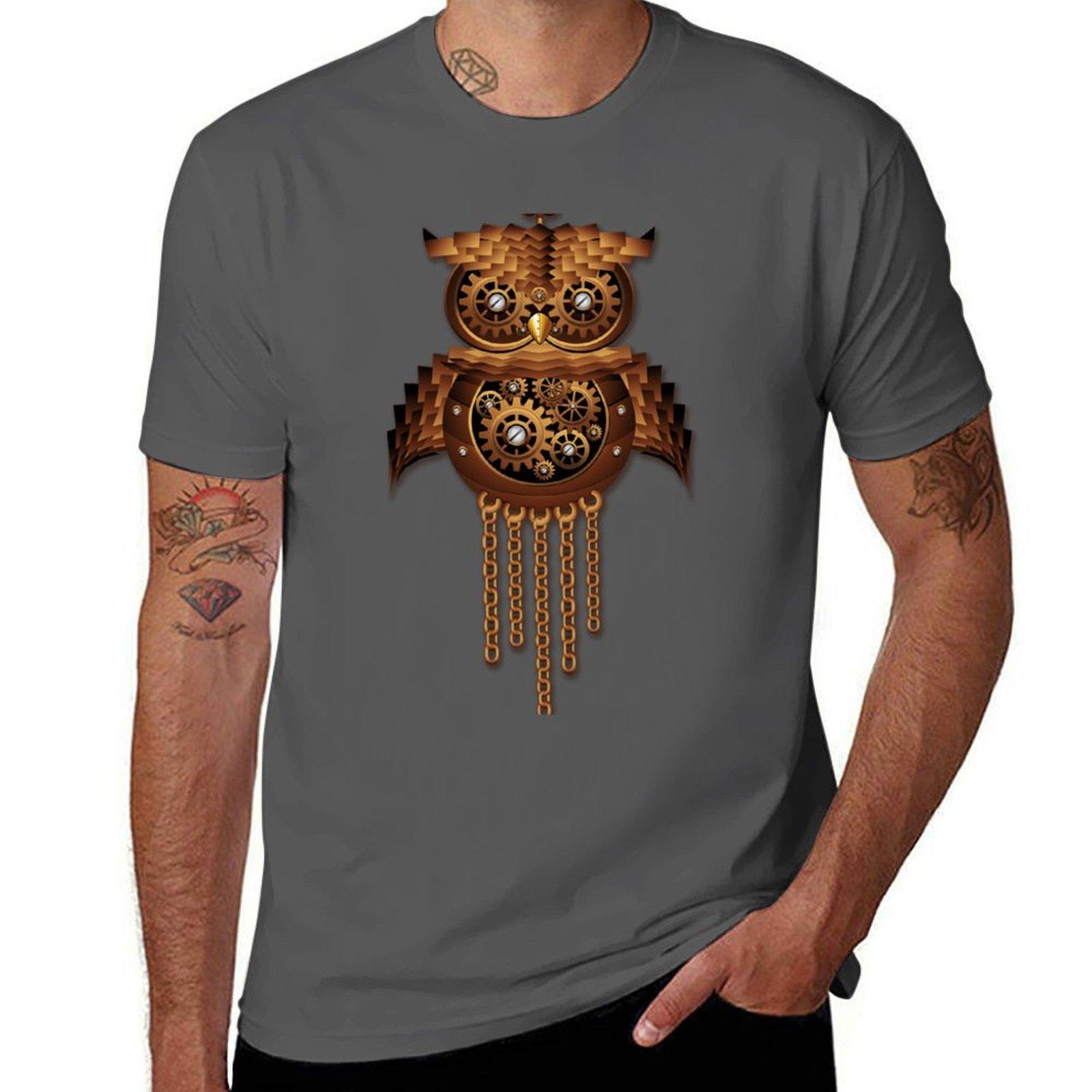 

Owl Steampunk Vintage Retro Style Machine T-Shirt t shirts for man graphic vintage man t shirts cotton T-Shirt 4XL