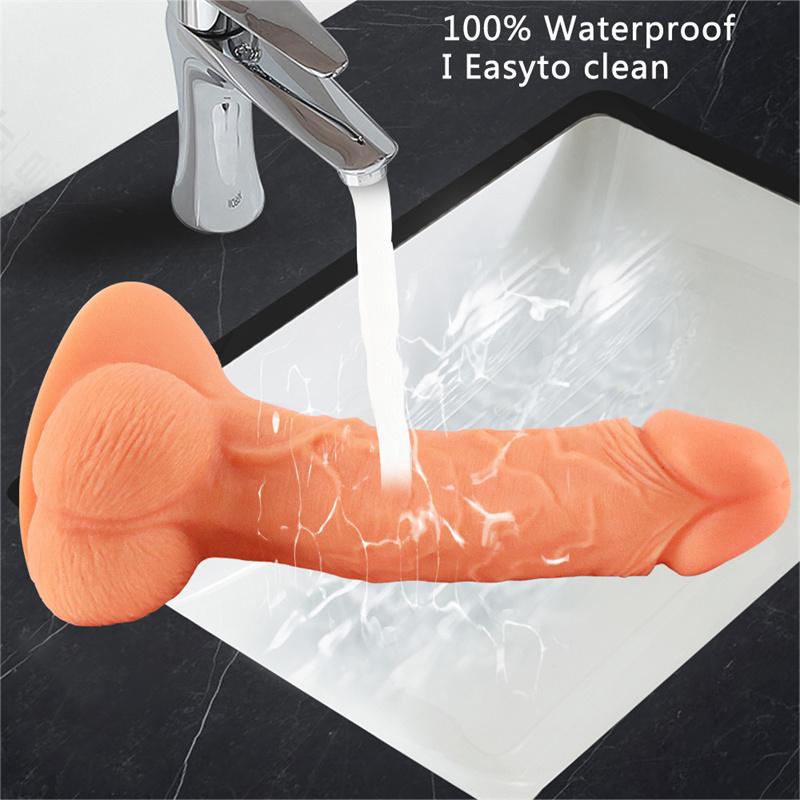 Large Sucker Female Double-layer Liquid Simulation Silicone Penis Private Parts Lifelike Fake Penis Rear Court Supplies