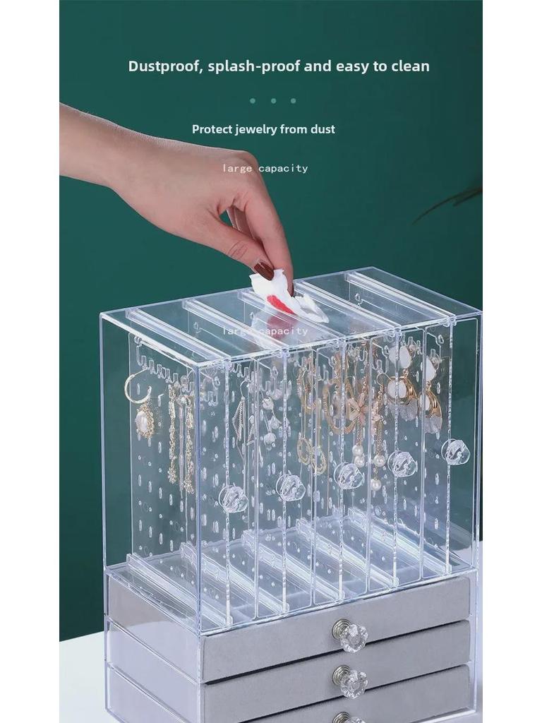 Samt 3-Schicht Acryl Schmuck Organizer Box