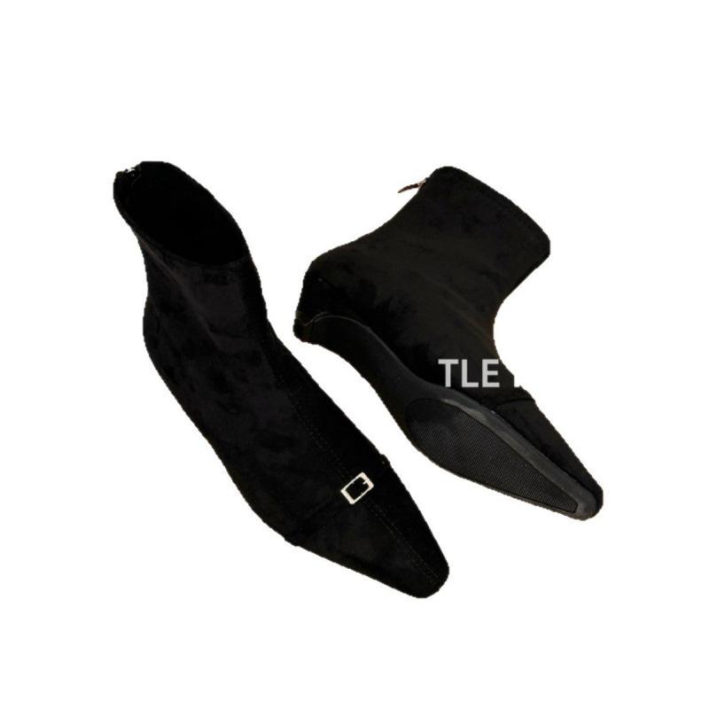 Korean Version Suede Belt Buckle Temperament Thin Boots Women's 2025 New Autumn and Winter Kitten Heel and Ankle Boots Retro Short Boots