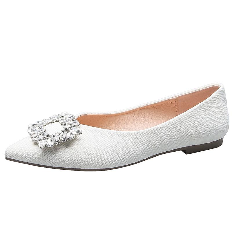 

Модные балетки с пряжкой из стразов женские розовые тканевые слипоны с острым носком и хрустальной отделкой свадебные туфли женские осенние мокасины 4.5 белый
