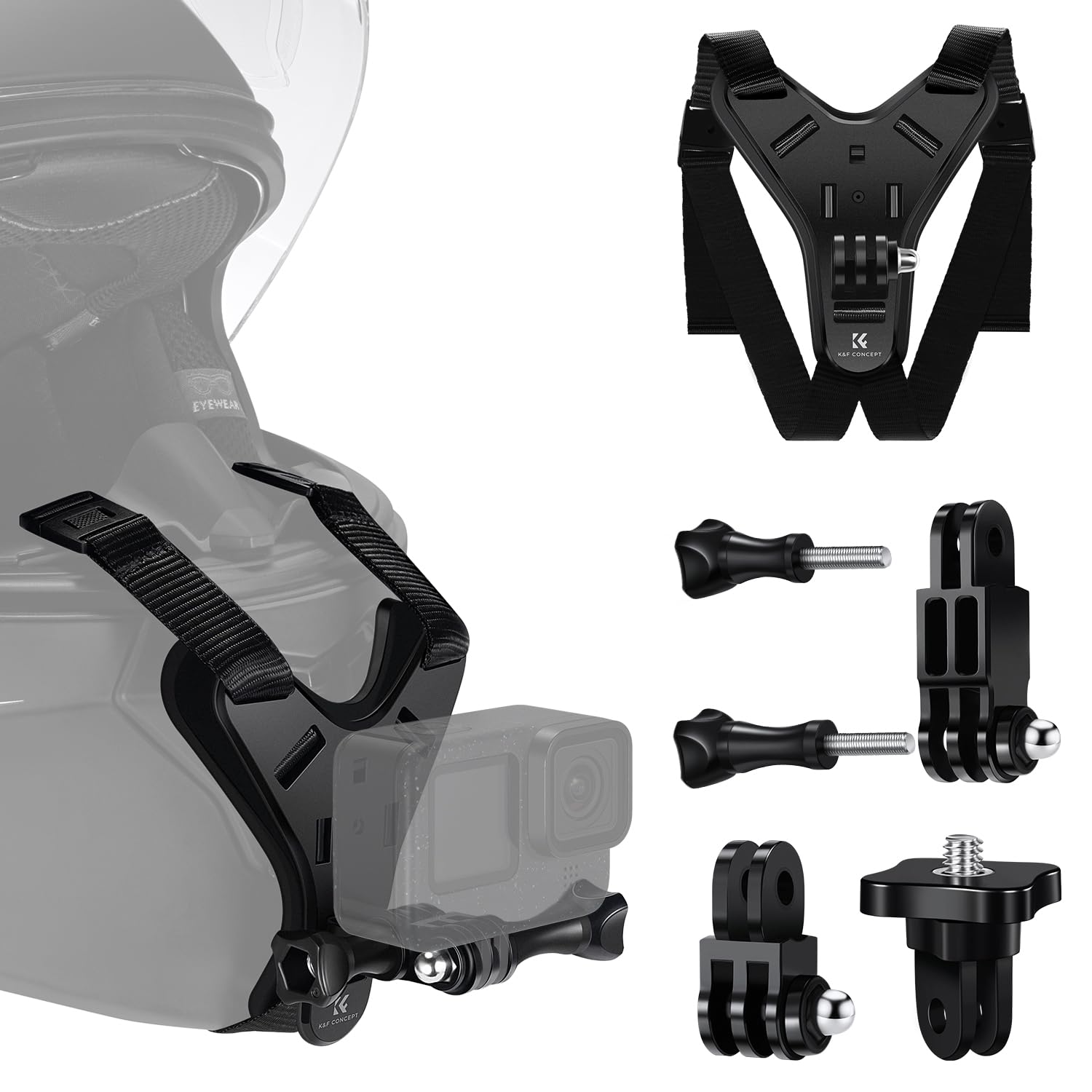 

Концептуальное крепление на подбородок для шлема Аксессуары для экшн-камеры Совместимо с Insta360 X5 X4 13 12 11 10 Action 5pro 4 3 и т.д. K&F X3/GoPro 9/DJIOSMO чёрный