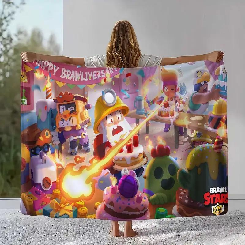 Soft Flannel Blanket B-Brawl Game Super Comfortable Bedding Sofa Cover Home Decor Gift Teen Boys Girls Children