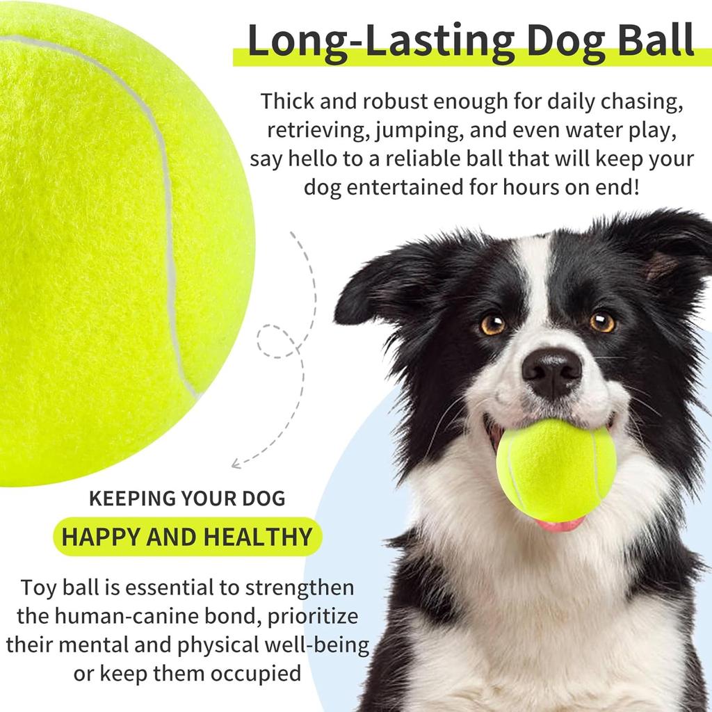 susu & wuwu Tennis Ball for Dog,Giant Large Tennis Ball for Outdoor Play Dogs, 4 inch Big Tennis Ball Dog Toy for Pet Birthday Gifts, Dog Toy Balls