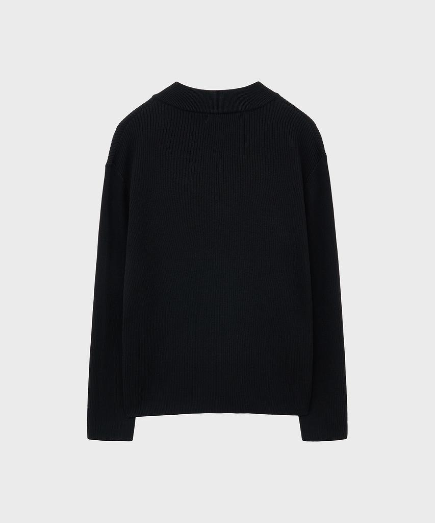 NOIRER Ribbed Zip-Up Knit (Black)