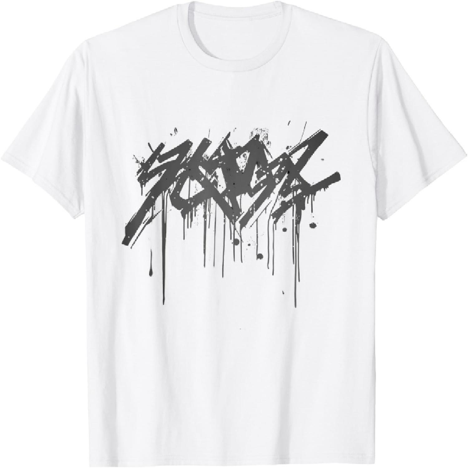 Abstract Graffiti - Black Spray Paint Graffiti Graphic T-Shirt XXXXXL белый