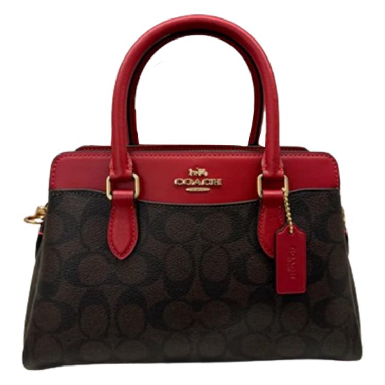 COACH Darcie PVC Shoulder Bag, Crossbody Bag, Handbag Medium Women's Gold & Brown & Red CH174-IMRVQ