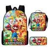 New Super Mario Trend Backpack Retro Mario Schoolbag 3-Piece Set with Pencil Case