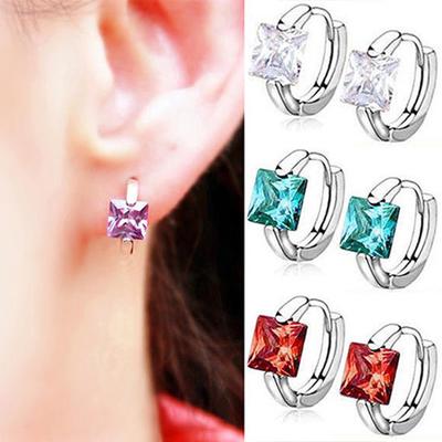 Women's Huggie Earrings Square Shine Eardrop Present ADM