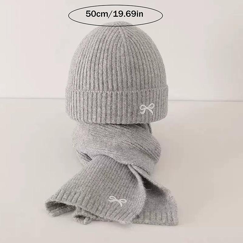 2Pcs Set Korean Children's Hats And Scarves Winter 1-8Y Kids Stylish Bowknot Boy Girl Toddler Windproof Knitted Woolen Cap Scarf
