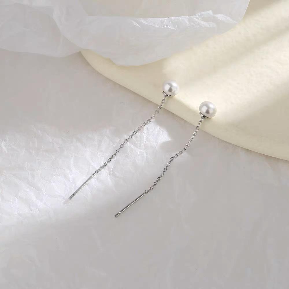 Freshwater Pearl Ear Line Women's Fashion Temperament Versatile Earrings Earrings Long Fringed Ear Jewelry