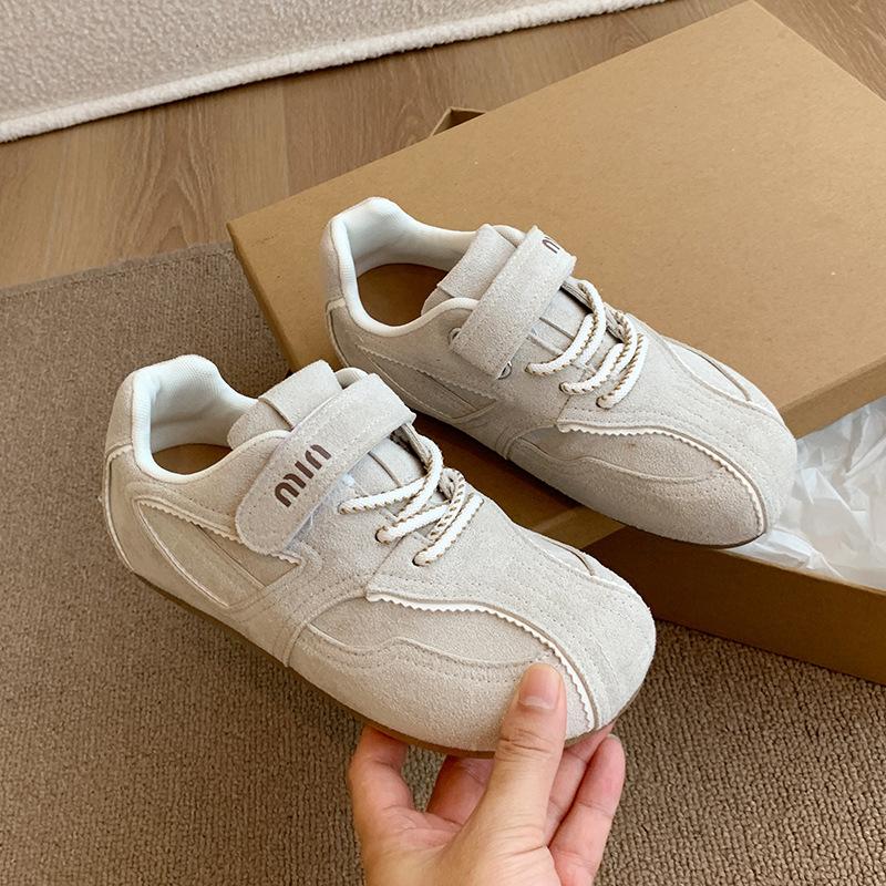 Yellow women's flat-bottomed new summer soft-soled retro casual sports shoes will increase in height within 2025 Velcro German training shoes for wom