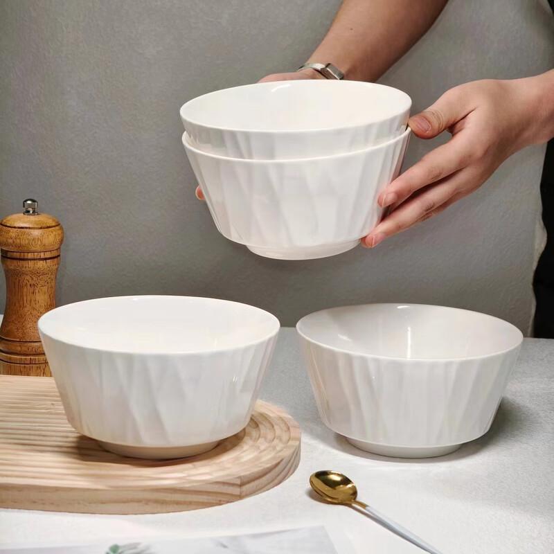 ZISIZ Nordic White Jade Underglaze Ceramic Noodle Bowl Set