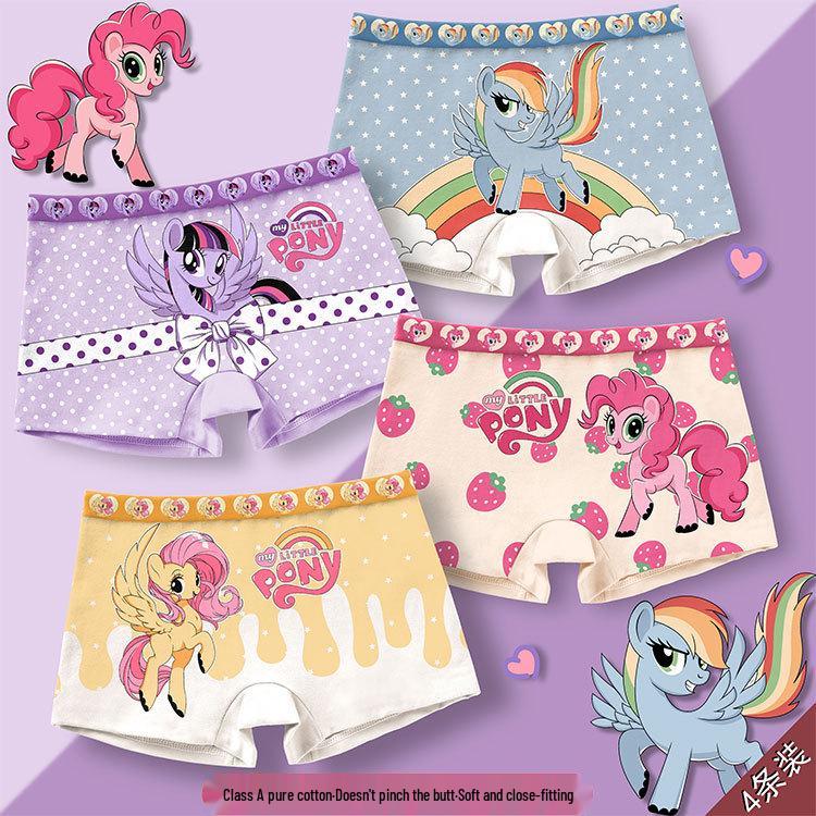 Class A Pure Cotton Girls' Cartoon Boxer Briefs - Breathable, Antibacterial Underwear for Small to Large Children