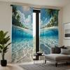 2 Pieces HD Blue Water Blue Sky White Cloud Landscape Decoration Curtain Blue Digital Printed Curtain Home Decoration Style Deco