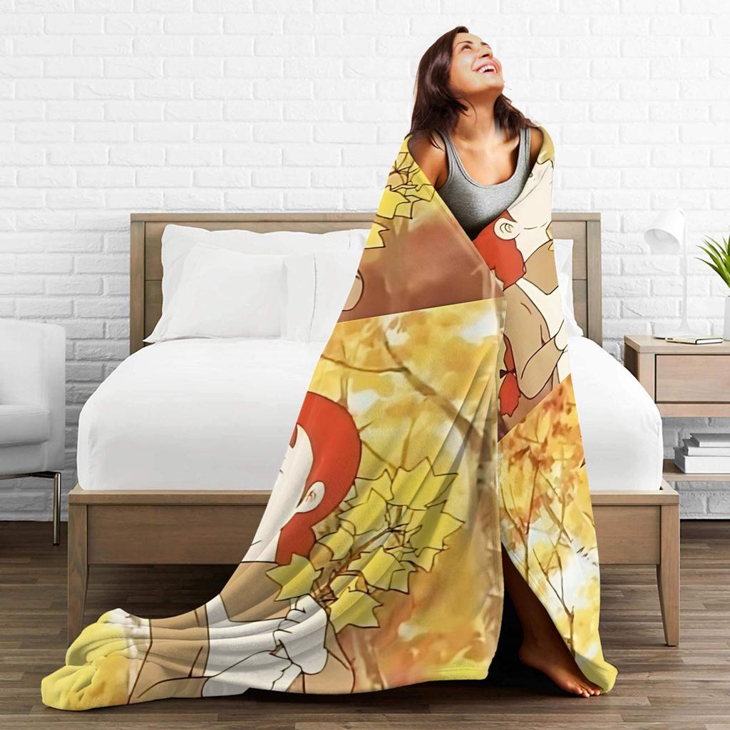 Soft BlanketKids Camping Cartoon manga A-Anne of Green Gables Throw Blanket Flannel Bedspread For Outdoor Print Sofa Bed Cover
