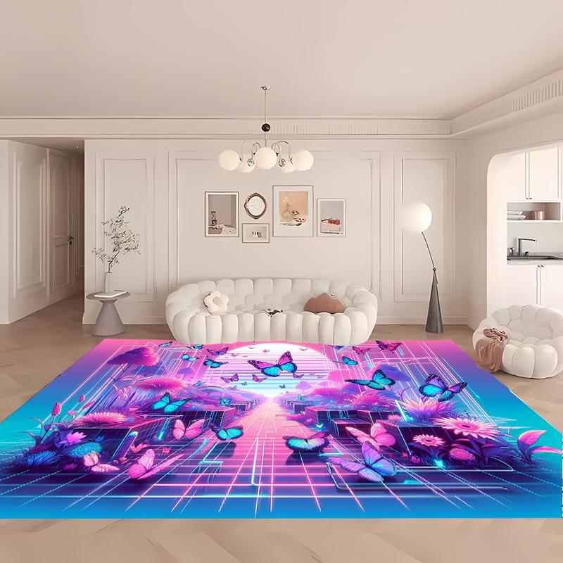 3D Beautiful Butterfly Large Area Carpet for Living Room Cartoon Kids Bedroom Sofa Doormat Floor Tapete Anti-slipDecor Alfombra