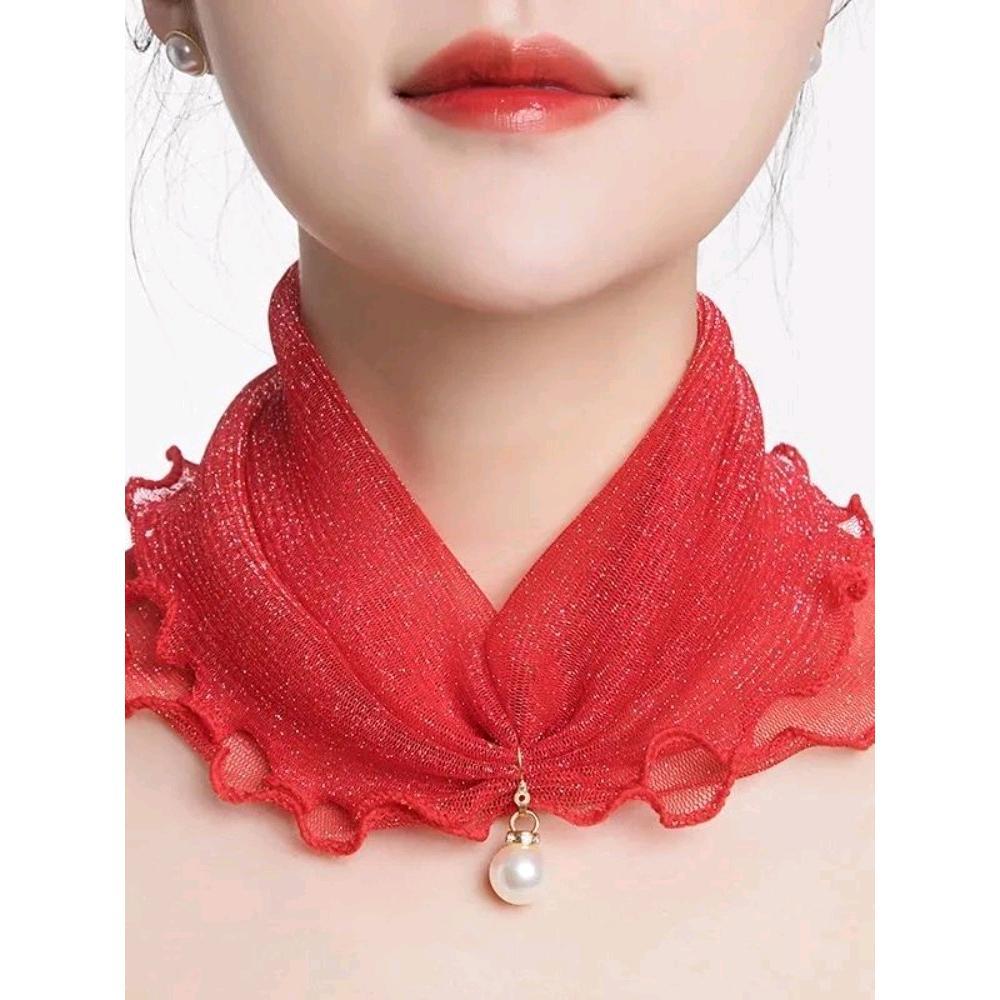 Women's Sunscreen Neck Cover Veil Neck Protection Scarf Summer Thin Ruffled Edge Scarf