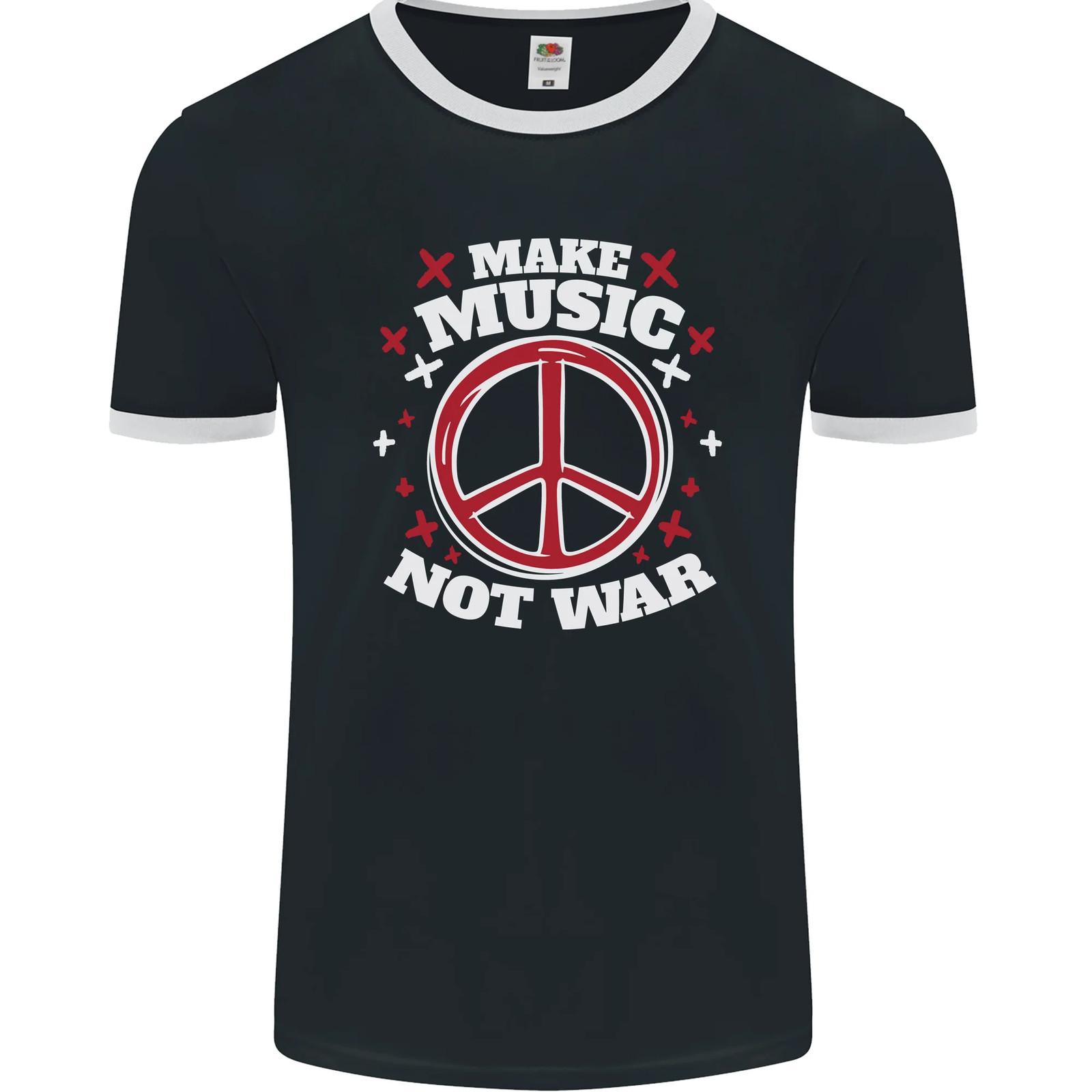 Make Music Not War Peace Hippie Rock Anti War Mens Wrestler Maglietta XXL