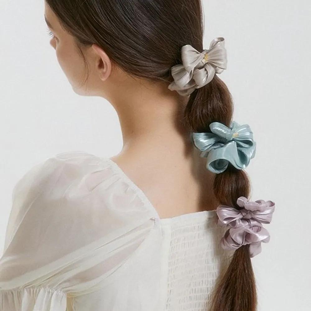 Peony Ribbon Scrunchie JP-24-419S black