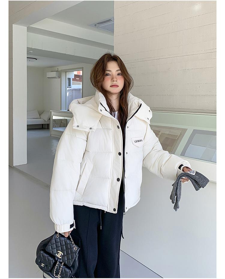 Women’s Short Hooded Windproof Thicken Warm Winter Jacket With Drawstring