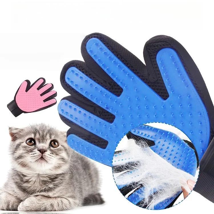 Grooming Dual-Action Glove – Silicone Rubber Deshedding Brush Massage Mitt For Cats/Dogs Waterproof Pet Bathing Glove