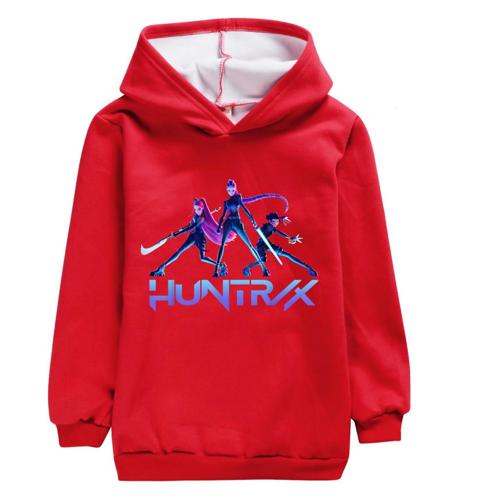 4999 Girls Huntrix Kpop Rumi Zoey Mira Print Casual Long Sleeves Velvet Warm Winter Hoodie 170cm красный