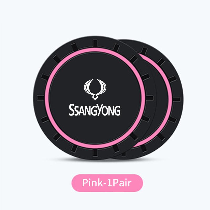 2pcs Car Cup Pad Silicone Water Coaster Drink Cup Non-slip Mat For SsangYong Sport Korando Rexton Musso Chairman Turismo Nomad