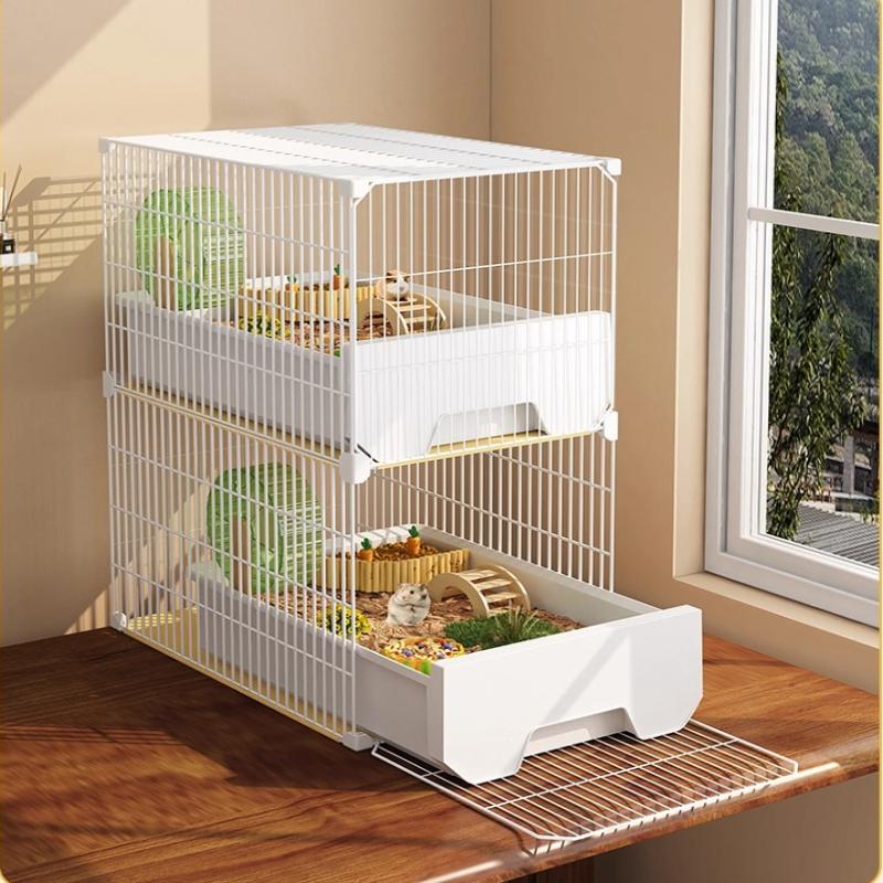Large Hamster Cage with Easy-Clean Drawers Luxury Villa Habitat Spacious Rodent Enclosure Landscape Design Dedicated Pet Home