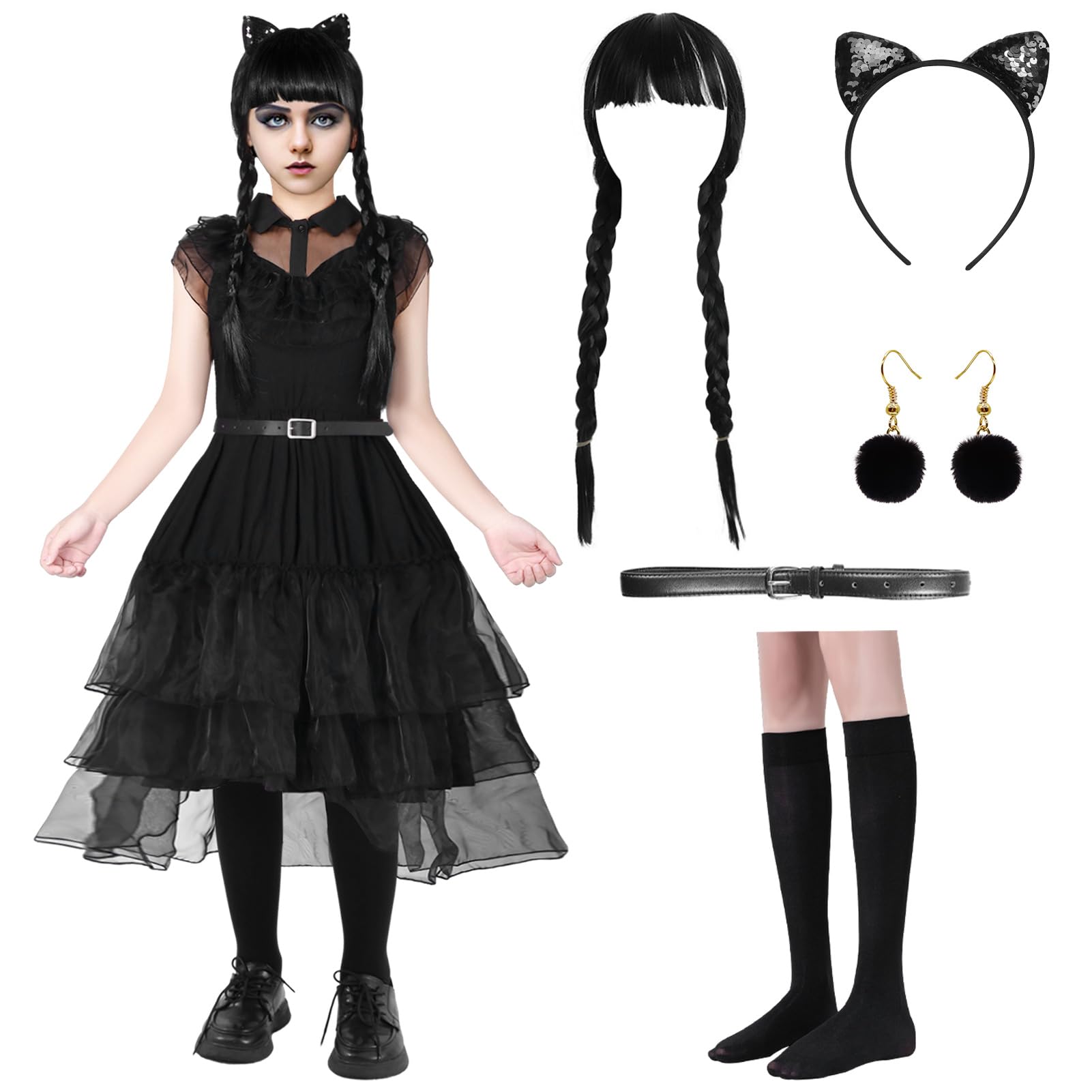 

Костюмы для косплея на Хэллоуин Детские костюмы Платье в стиле One Piece Додзинси Принцесса Девочки Костюмы на Хэллоуин Мероприятие Хэллоуин Костюм для косплея Сценический костюм чёрный