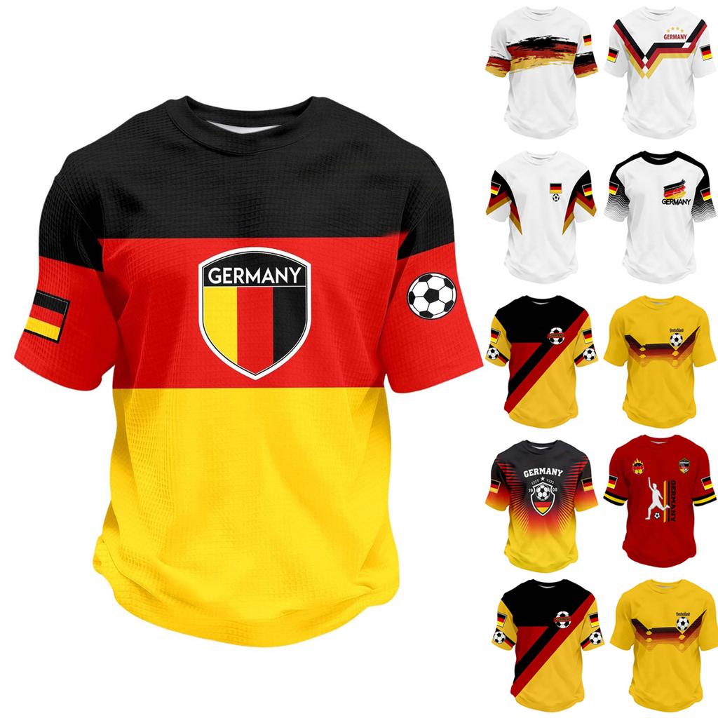 Unisex Casual Sports T Shirt Germany Print Short Sleeve Crew Neck Top Lightweight Comfortable Fit for Daily Wear