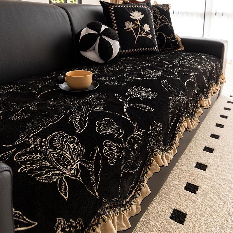 

French Special-Shaped Sofa Cushion Universal In All Seasons New Retro Skirt High-End Non-Slip Leather Seat Cushion Cover 90*70cm