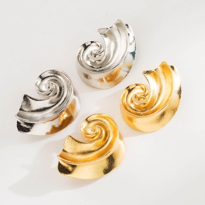 Gold/Silver Clip Earring Unique Spirals Shaped Ear Studs Irregular Geometric Ear Rings Elegant Party Jewelry Accessory