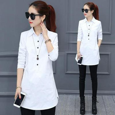 Damen Langarm Slim A-Linien Revershemd für Frühling & Herbst - Koreanischer Urbaner Stil