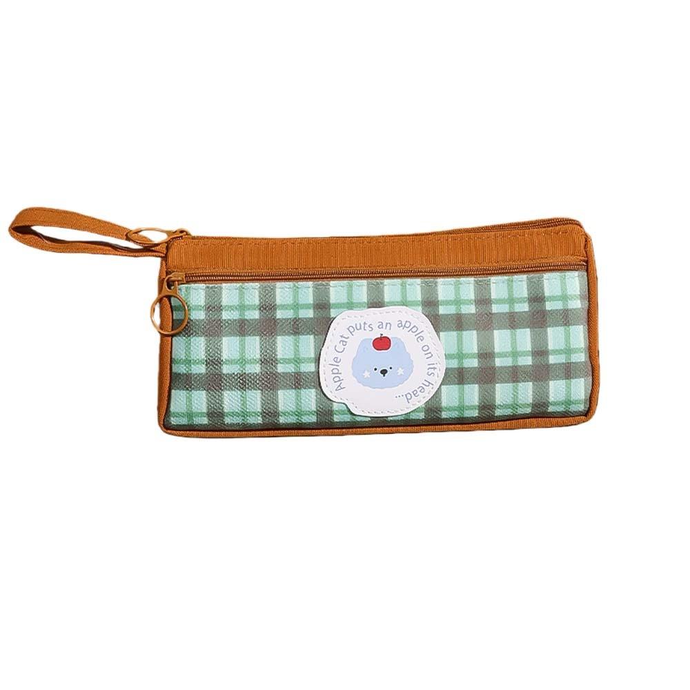 

Cloth Vintage Plaid Pen Bag Cute Animal Pencil Pouch Retro Grid Stationery Bag Stationery Holder синій