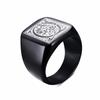 Mens Stamp Ring,Black Stainless Steel Letter Ring Chunky Ring,Rock Punk Jewelry Gift for Him