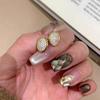 Vintage antique oval full diamond zircon necklace women's stud earrings design unique ring