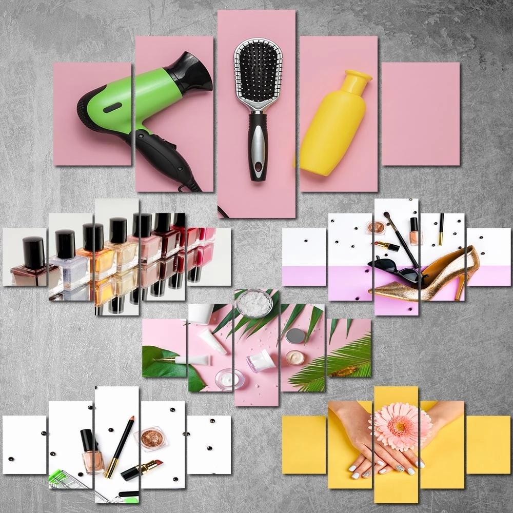 No FrameCanvas Painting 5 Pieces Beauty Salon Nail Polish Flower Poster HD Print Picture Living Room Decor Home Modular Wall Art